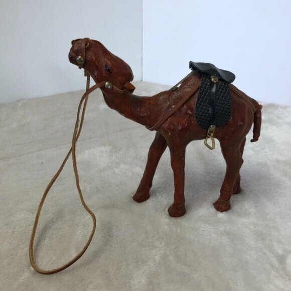 Vintage Handcrafted Leather Wrapped Camel Figurine - Picture 2 of 15